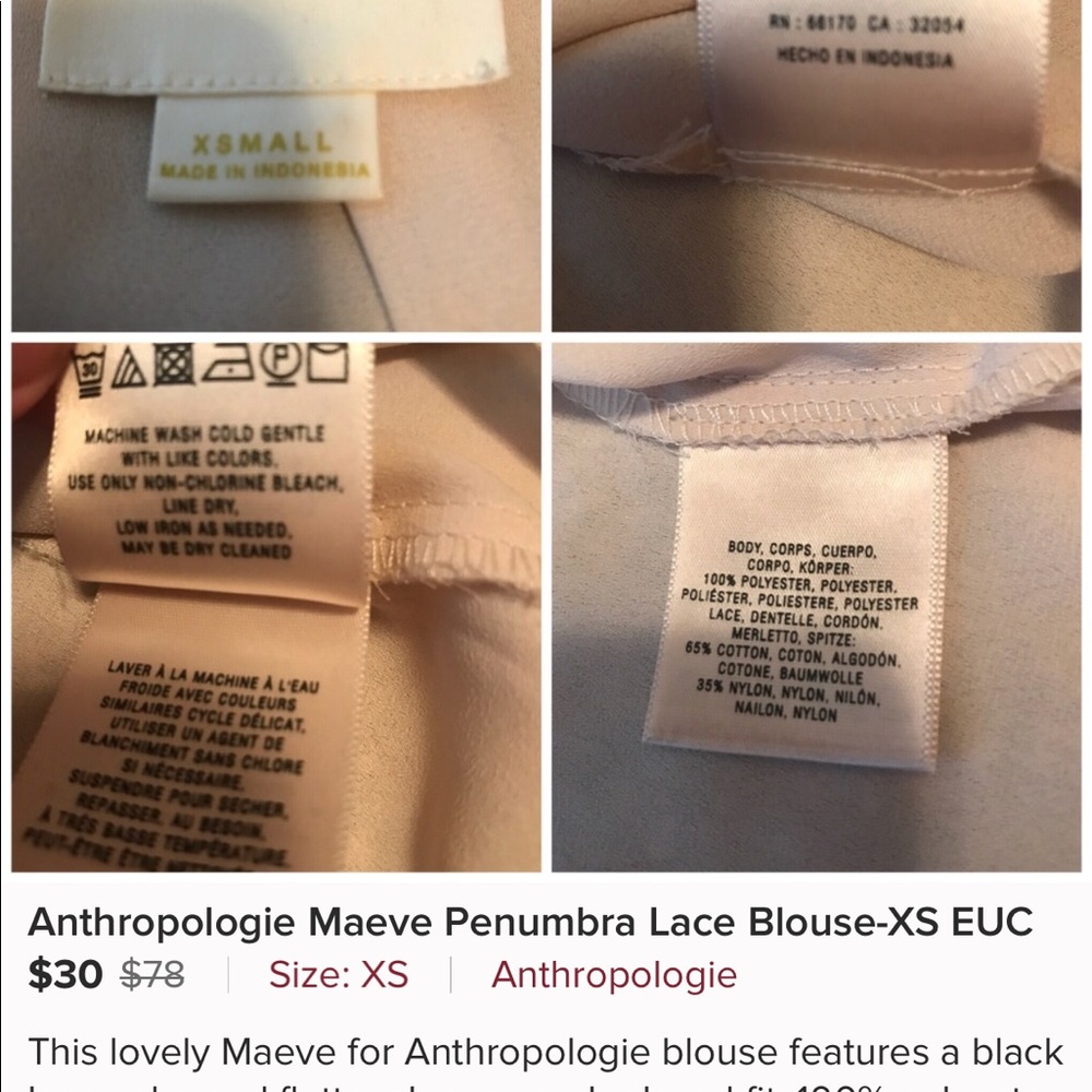 Anthropologie Maeve Penumbra Lace Blouse-XS EUC - Picture 6 of 6